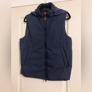 Bomboogie $252 Puffer Vest Hooded Hoodie Fall Navy Blue Primaloft Insulated